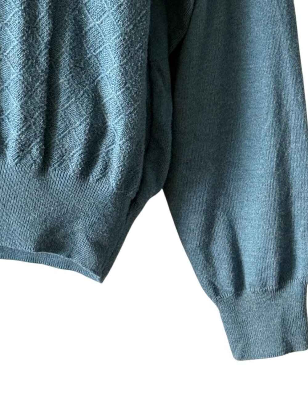 Vtg Paul Fredrick Mens S Sweater Ice Blue Diamond Silk Blend Long Sleeve Crew - Picture 6 of 16